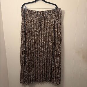 City Chic Leopard Print Pleated Maxi Skirt - Brown/Black